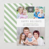 Moderne Stripes Prettige feestdagen fotoflatkaarte Feestdagenkaart (Voorkant / Achterkant)