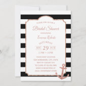 Moderne Stripes Roos Gold Anchor Vrijgezellenfeest Kaart (Voorkant)