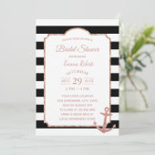 Moderne Stripes Roos Gold Anchor Vrijgezellenfeest Kaart (Staand voorkant)