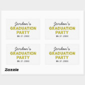 Moderne Stripes Yellow Graduparty Rechthoekige Sticker (Vel)