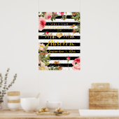 Moderne strips/ Rozen/goudsoorten/Ontvangst Poster (Keuken)