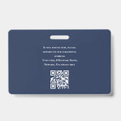 Moderne Student ID Foto Marine Blue University Badge (Achterkant)