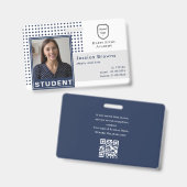 Moderne Student ID Foto Marine Blue University Badge (Voor- en achterkant)
