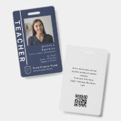 Moderne student / leraar Navy Blue Photo School Lo Badge (Voor- en achterkant)