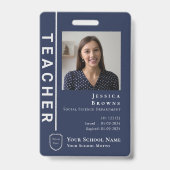 Moderne student / leraar Navy Blue Photo School Lo Badge (Voorkant)