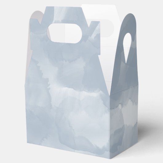 Moderne Stusty Blue Waterverf Brush Strokes Bedankdoosjes (Geopend)