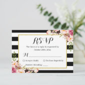 Moderne Style noir blanc rayures florales RSVP (Debout devant)