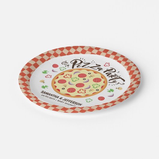 Moderne Style Pizza Party Papieren Bordje (Gekanteld)