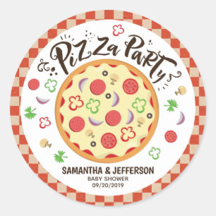Moderne Style Pizza Party Ronde Sticker
