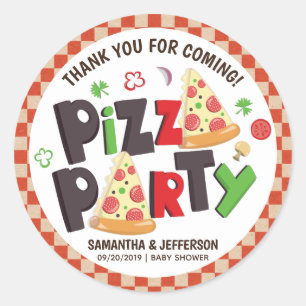 Moderne Style Pizza Party Ronde Sticker
