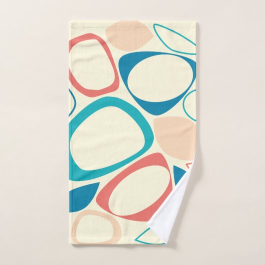 Moderne Stylish Blue Peach Turquoise Abstrait Moti (Serviette à main)