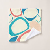 Moderne Stylish Blue Peach Turquoise Abstrait Moti (Gant de toilette)