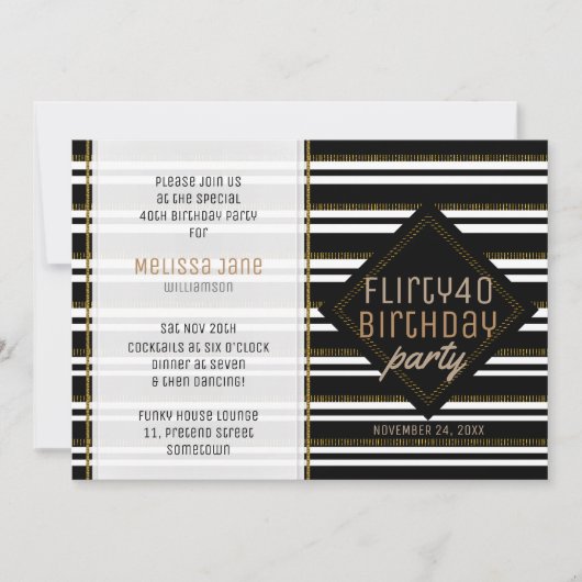 Moderne stylish Femme 40e anniversaire Invitations (Devant)