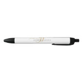 Moderne stylo à monogramme en or noir avec initial (Bas)