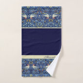 Moderne Stylo Marine Bleu et Blanc Monogramme Bain (Serviette à main)