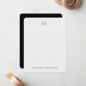 Moderne subtiele monogramkaart voor Initiaal en na Notitiekaartje (Voorkant / Achterkant in situ)