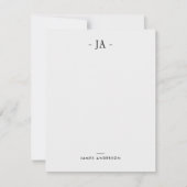 Moderne subtiele monogramkaart voor Initiaal en na Notitiekaartje (Voorkant)