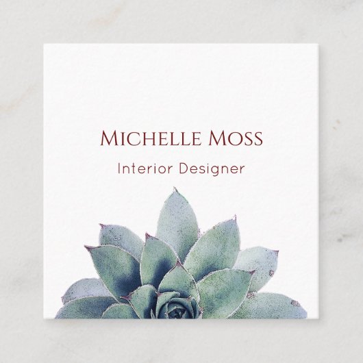 Moderne Succulente QR-code Botanische Cactus Vierkante Visitekaartje (Voorkant)