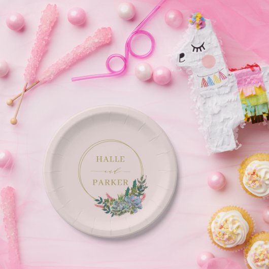 Moderne Succulenten Bruiloft of Bruidsmeisjesfeest Papieren Bordje (Feest)