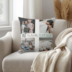 Moderne Superheld Familie Foto Collage voor Vader Kussen