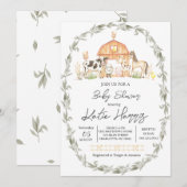 Moderne sur le Baby shower agricole Invitation (Devant / Derrière)