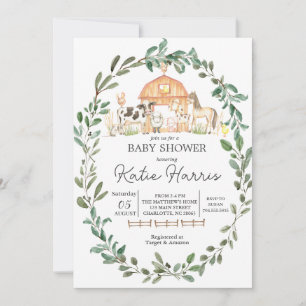 Moderne sur le Baby shower agricole Invitation