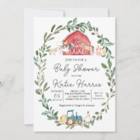 Moderne sur le Baby shower agricole Invitation