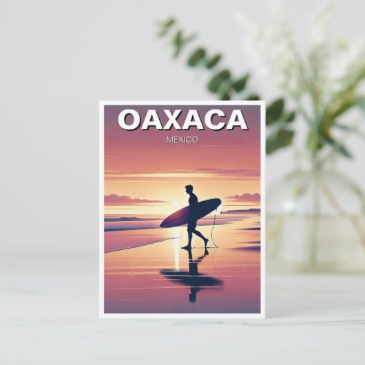 Moderne Surfer Sunset Oaxaca Mexico Briefkaart (Staand voorkant)