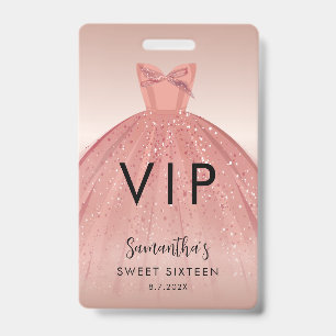 Moderne Sweet 16 Script Jurk Verjaardag VIP Badge