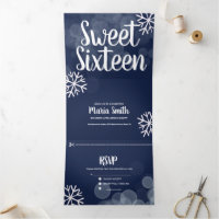 Moderne Sweet 16 Verstrooide Sneeuwvlokken Bokeh L
