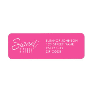 Moderne Sweet Sixteen roze meisjes 16e verjaardag Etiket
