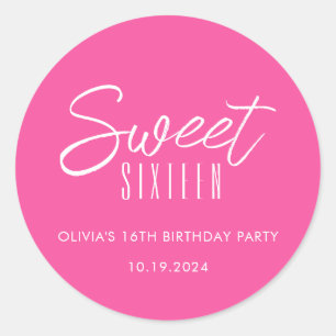 Moderne Sweet Sixteen roze meisjes 16e verjaardag Ronde Sticker