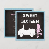 Moderne Sweet Sixteen verjaardagsuitnodiging Kaart (Voorkant / Achterkant)