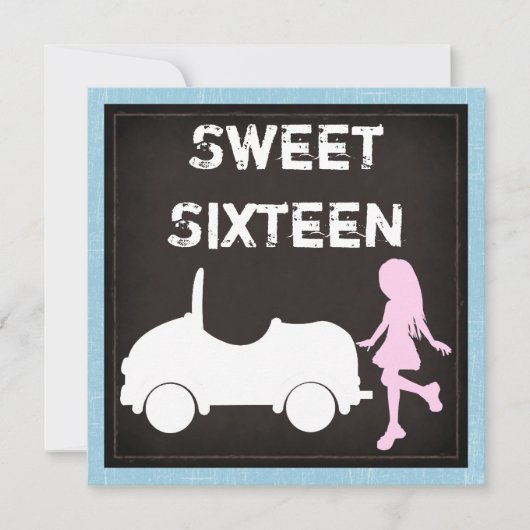 Moderne Sweet Sixteen verjaardagsuitnodiging Kaart (Voorkant)