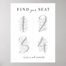 Moderne tabel 4 - Zitplaatje voor bruiloft Poster