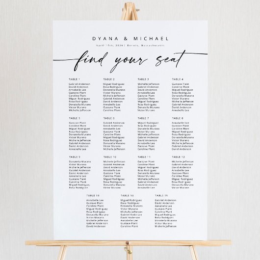 Moderne tableau de placement 15 tables Trouvez vot