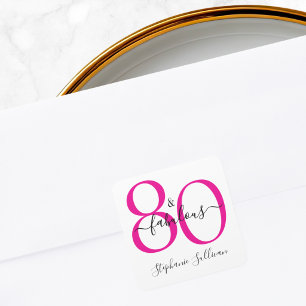 Moderne Tachtig en Fabulous Roze 80ste Verjaardag Vierkante Sticker
