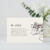 Moderne Tafel Schets Oefenavond Eten RSVP Kaartje (Staand voorkant)