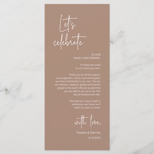 Moderne Tafelsetting Eten Dinerfeest Bedankkaart Programma (Voorkant)