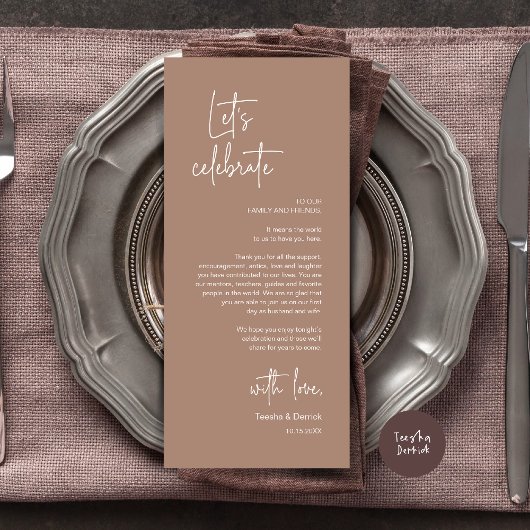 Moderne Tafelsetting Eten Dinerfeest Bedankkaart Programma