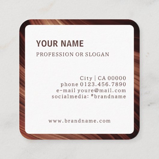 Moderne Tak Mahaghoni Hout Bruin Wavy patroon Vierkante Visitekaartje (Achterkant)