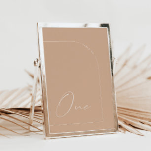 Moderne Tan Calligraphy One Table Number Kaart
