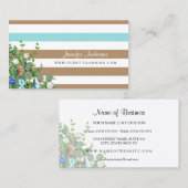 Moderne Tan Floral Aqua Stripe Event Planner Visitekaartje (Voorkant / Achterkant)