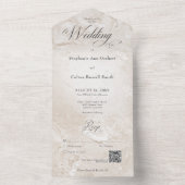 Moderne Tan Marble Minimal QR Code All In One Uitnodiging (Binnen)