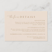 Moderne Tan Script bruiloft details Informatiekaartje (Voorkant)