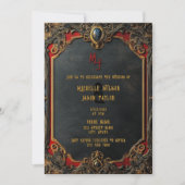 Moderne Tarot Gotische Zwart en Goud Monogram Kaart (Voorkant)