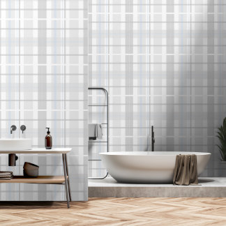 Moderne Tartan Pastelgrijs Patroon Behang