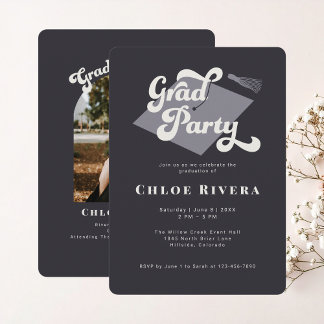 Moderne Tassel Grad Party Uitnodiging met Foto