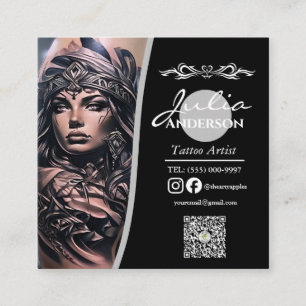 Moderne tatoeage-artiesten nazorg voor bedrijf vierkante visitekaartje