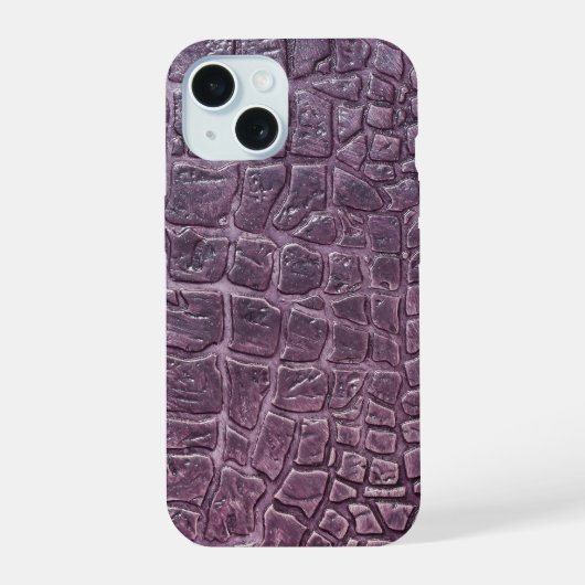 Moderne Taupe Croc lederen textuur iPhone 15 Hoesje (Achterkant)